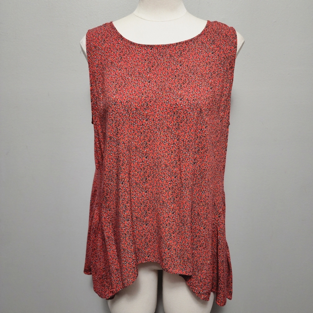 A.n.a blood orange ditsy floral sleeveless sharkbite tunic size large
